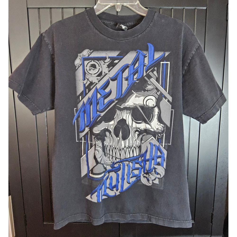 Metal Mulisha Graphic T-Shirt Mens Small Black Blue Skull Motocross Streetwear